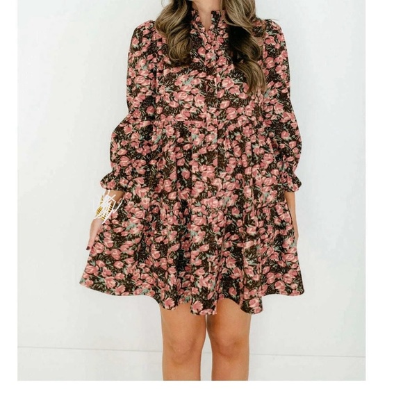 NWT!  JOY*JOY Floral Pink and Green Dress - Picture 8 of 9